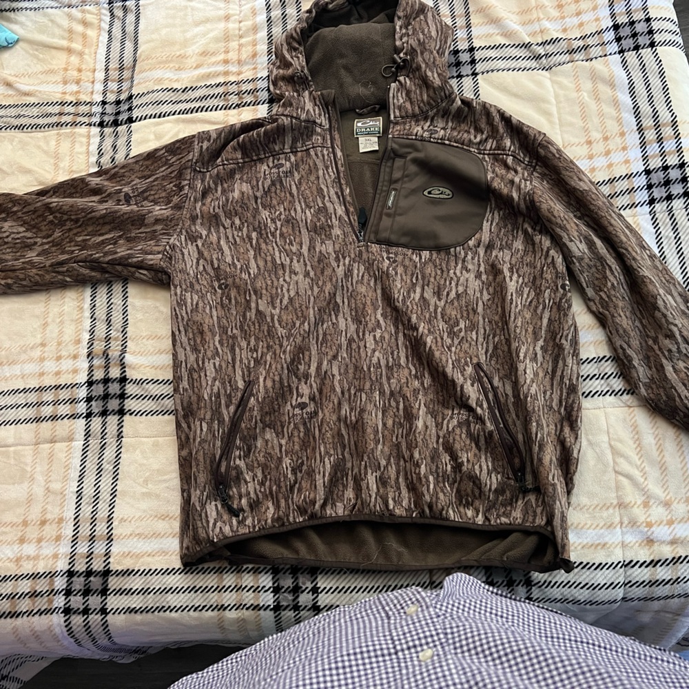 Size 3x Drake Waterfowl Fleece lined Pullover in Bottomlands Camo